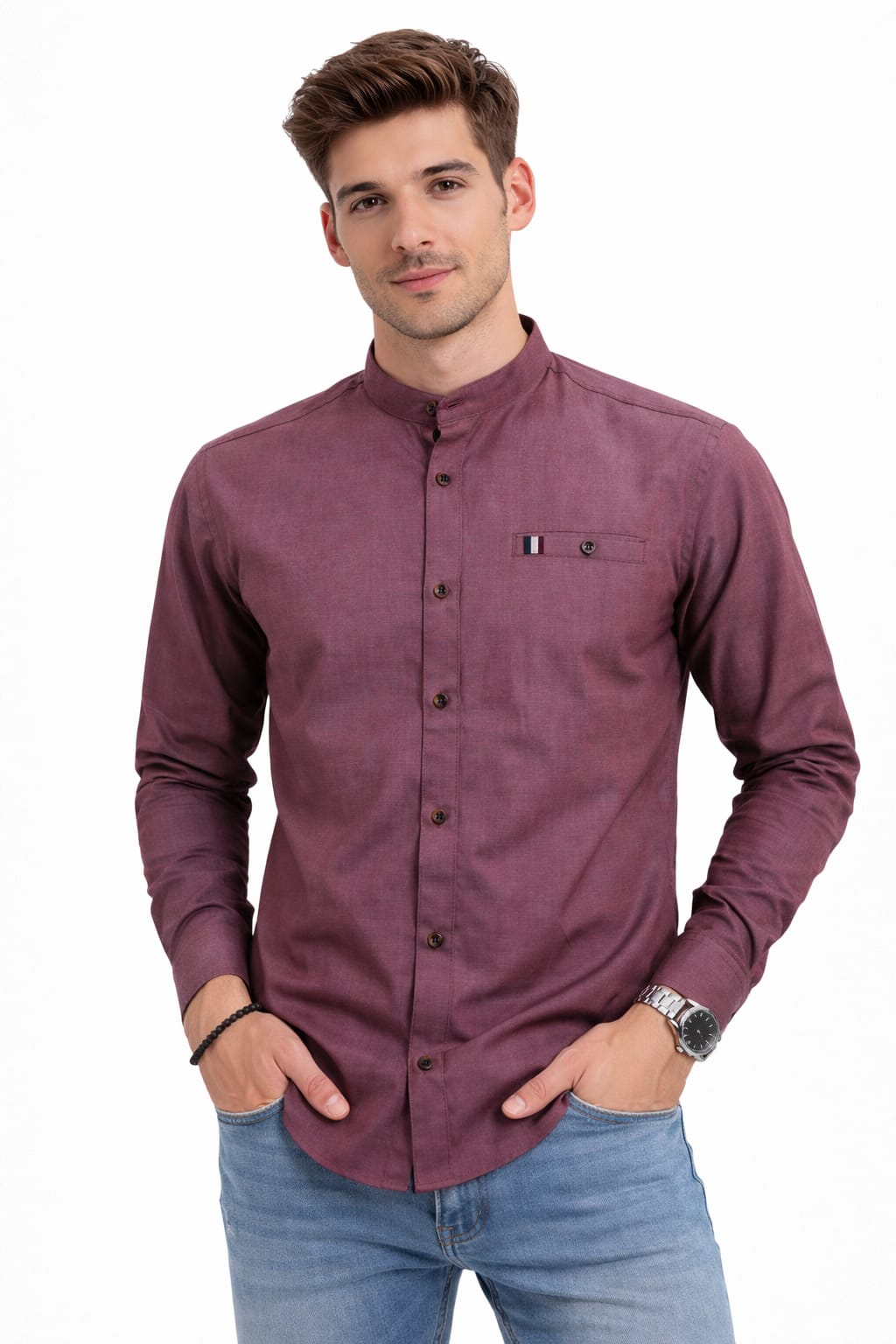 Camisa Cuello Mao Manga larga