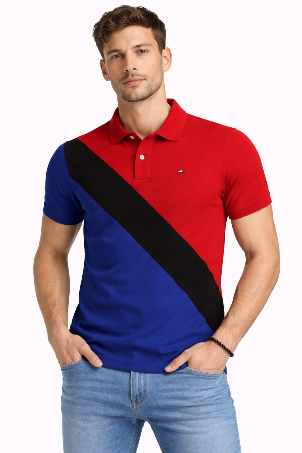 Playera Tipo Polo Con Franjas
