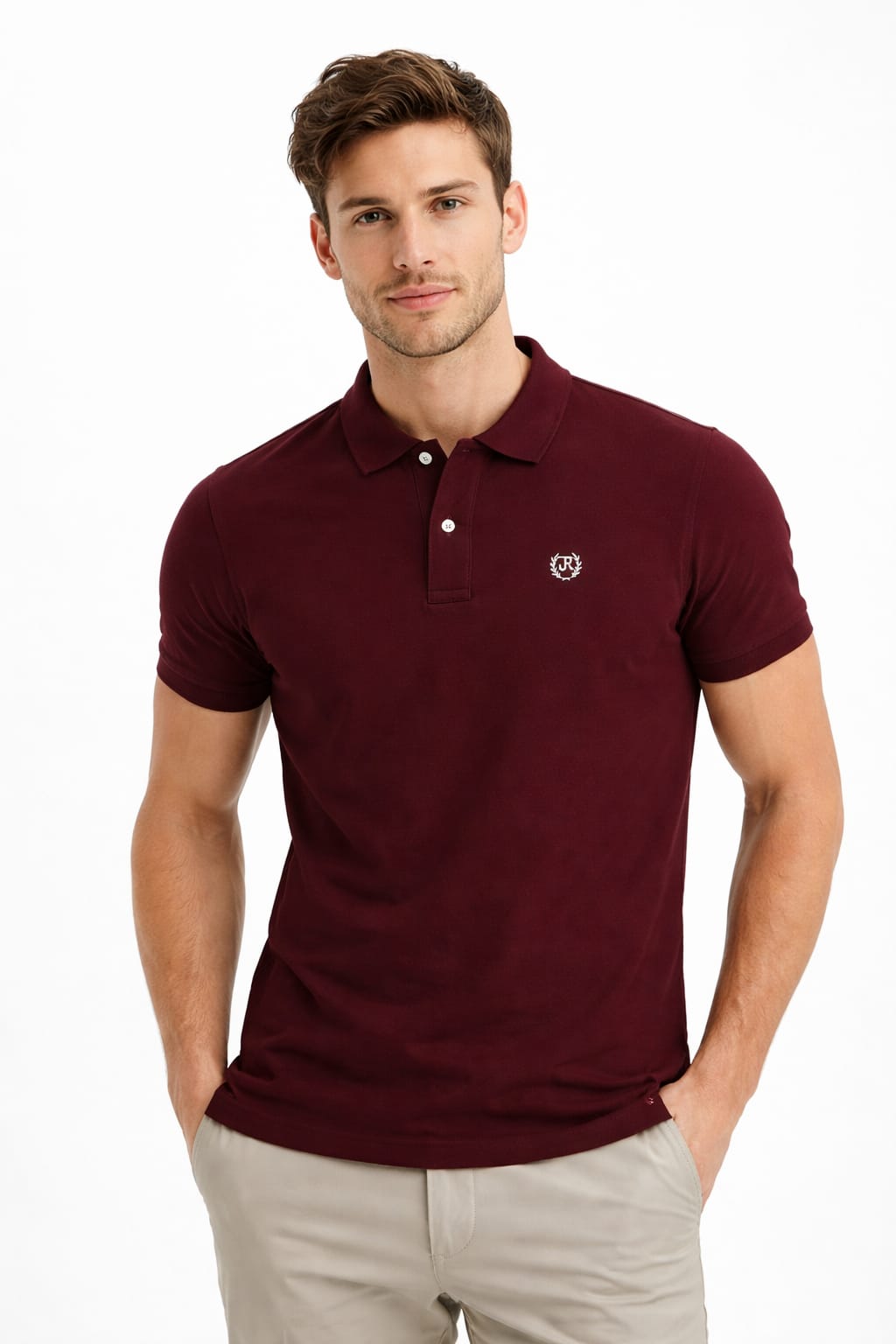 Playera Tipo Polo Color Guinda