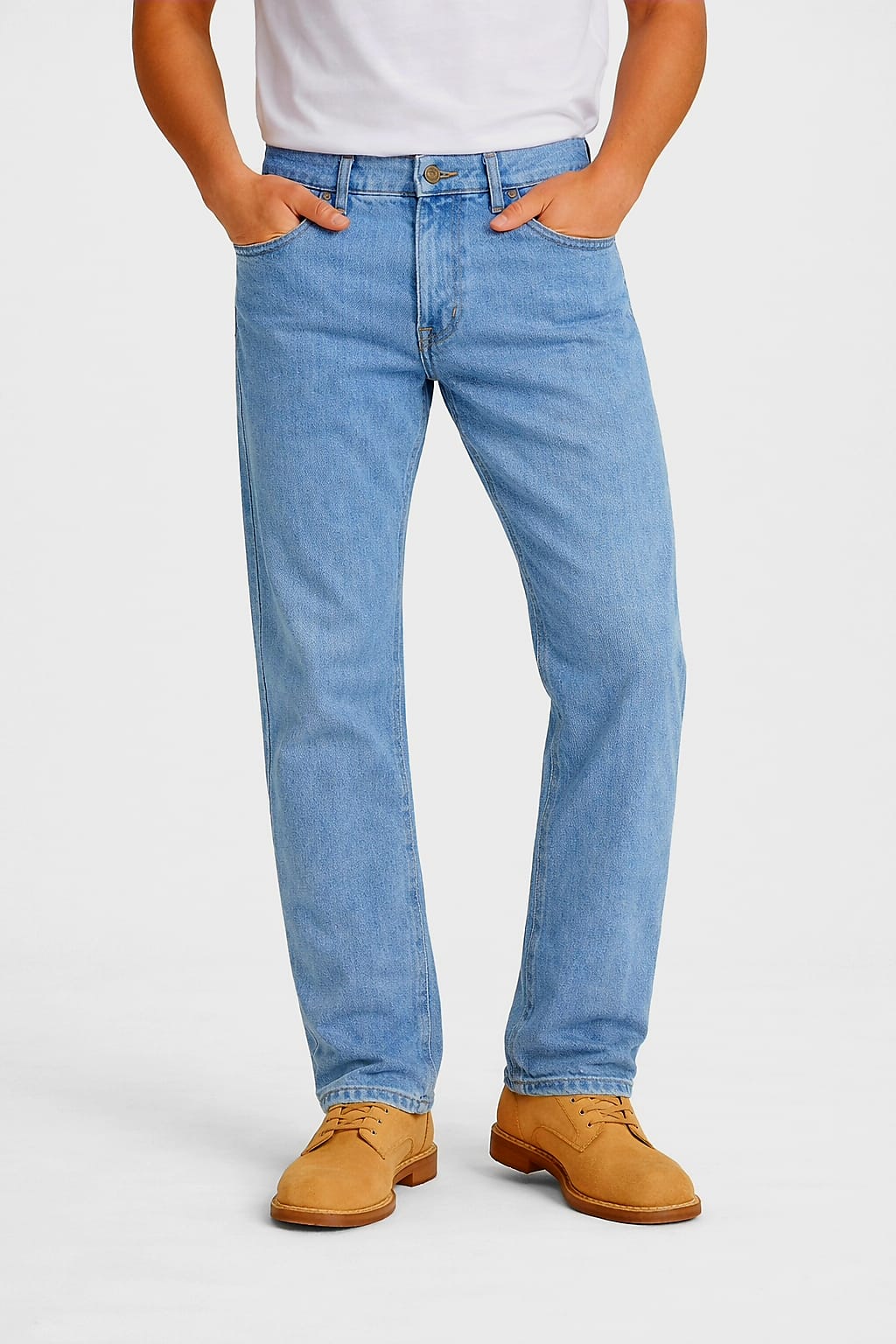 Pantalón De Mezclilla Rígida Corte Vaquero Color Azul Claro