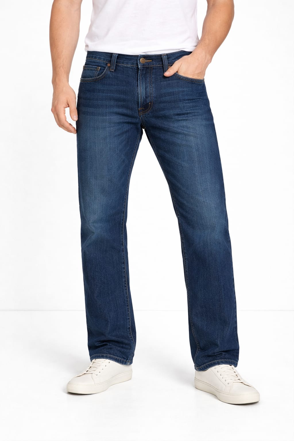 Pantalón De Mezclilla Rígida Corte Recto