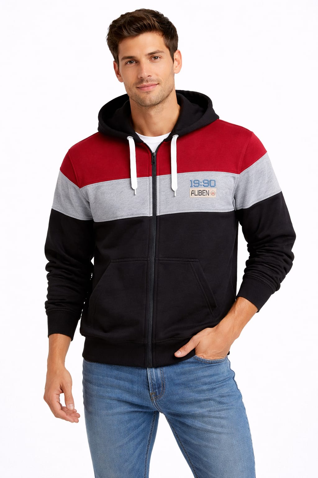 Sudadera Aborregada Con Cierre tricolor